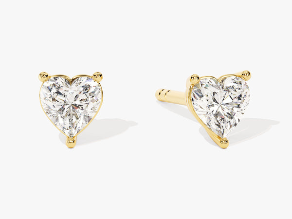 Heart Cut Diamond Birthstone Stud Earrings in 14k Solid Gold