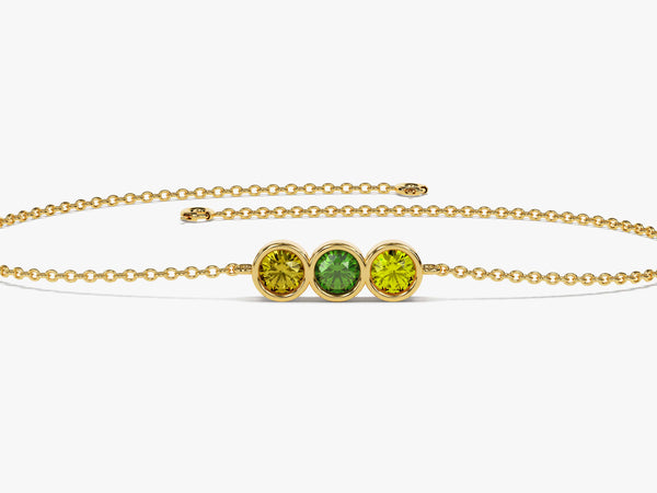 Bezel Set Round Birthstone Mother's Bracelet in 14k Solid Gold