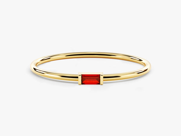 Bezel Set Baguette Ruby Ring in 14K Solid Gold