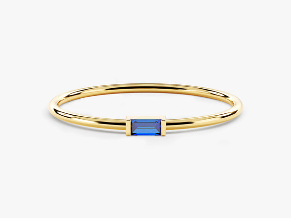 Bezel Set Baguette Sapphire Ring in 14K Solid Gold