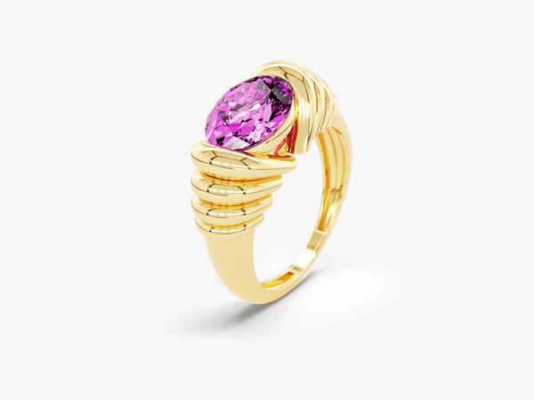 Mother's Bold Birthstone Ring in 14k Solid Gold