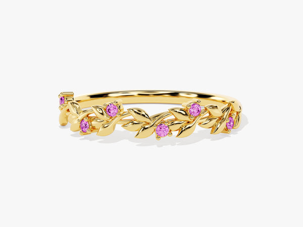 Floral Pink Tourmaline Ring in 14K Solid Gold