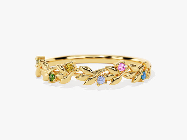 Mother's Floral Birthstone Ring in 14k Solid Gold