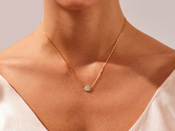 Micro Prong Diamond Necklace in 14k Solid Gold
