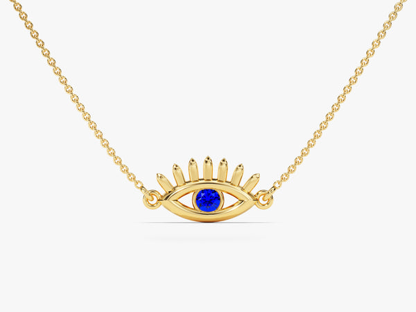 Evil Eye Sapphire Necklace in 14k Solid Gold