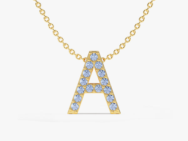 Alexandrite Letter Necklace in 14k Solid Gold