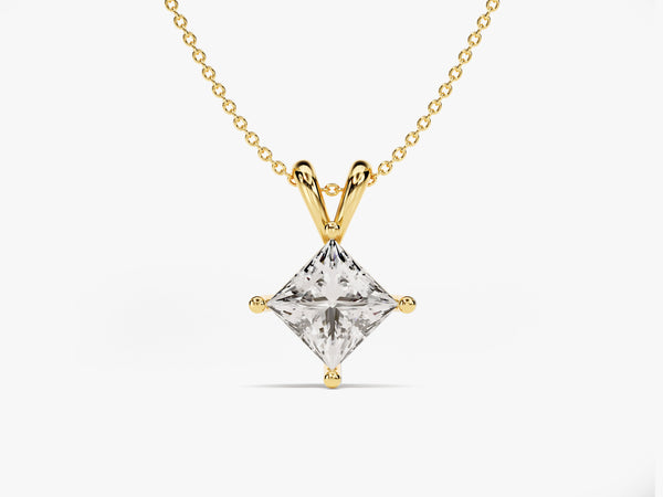 Double Bail Diamond Birthstone Solitaire Pendant Necklace in 14k Solid Gold