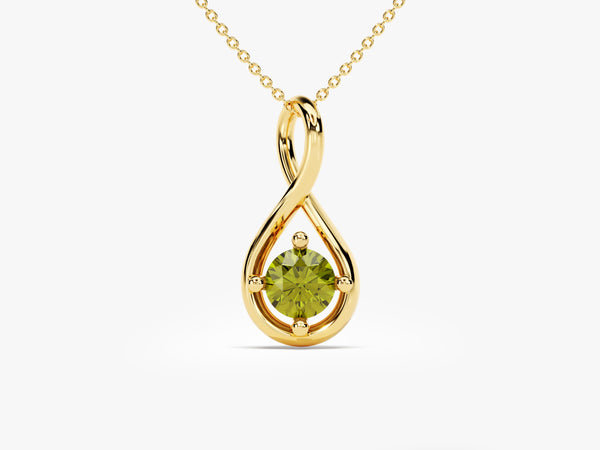 Infinity Solitaire Birthstone Mother's Necklace in 14k Solid Gold