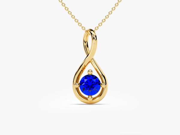Infinity Solitaire Sapphire Necklace in 14k Solid Gold