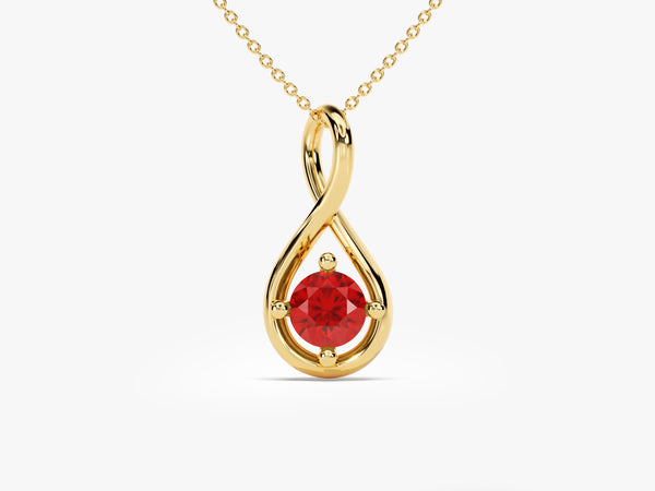 Infinity Solitaire Ruby Necklace in 14k Solid Gold