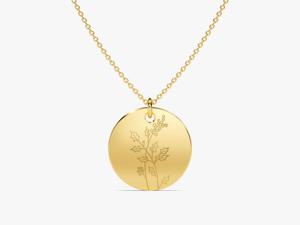Mother's Birth Month Flower Necklace in 14k Solid Gold