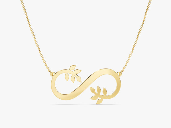 Infinity Leaf Mother's Necklace in 14k Solid Gold