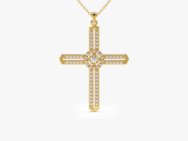 Milgrain Cross Necklace in 14k Solid Gold