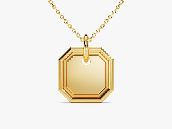 Octagon Tag Necklace in 14k Solid Gold
