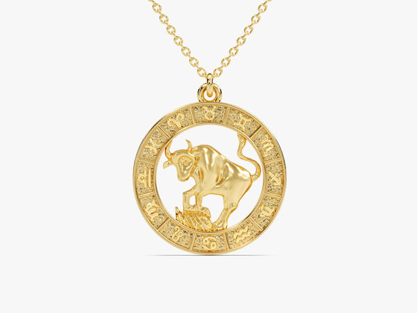 Taurus Charm Necklace in 14k Solid Gold