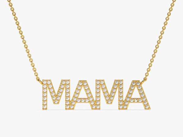 Mama Diamond Necklace in 14k Solid Gold
