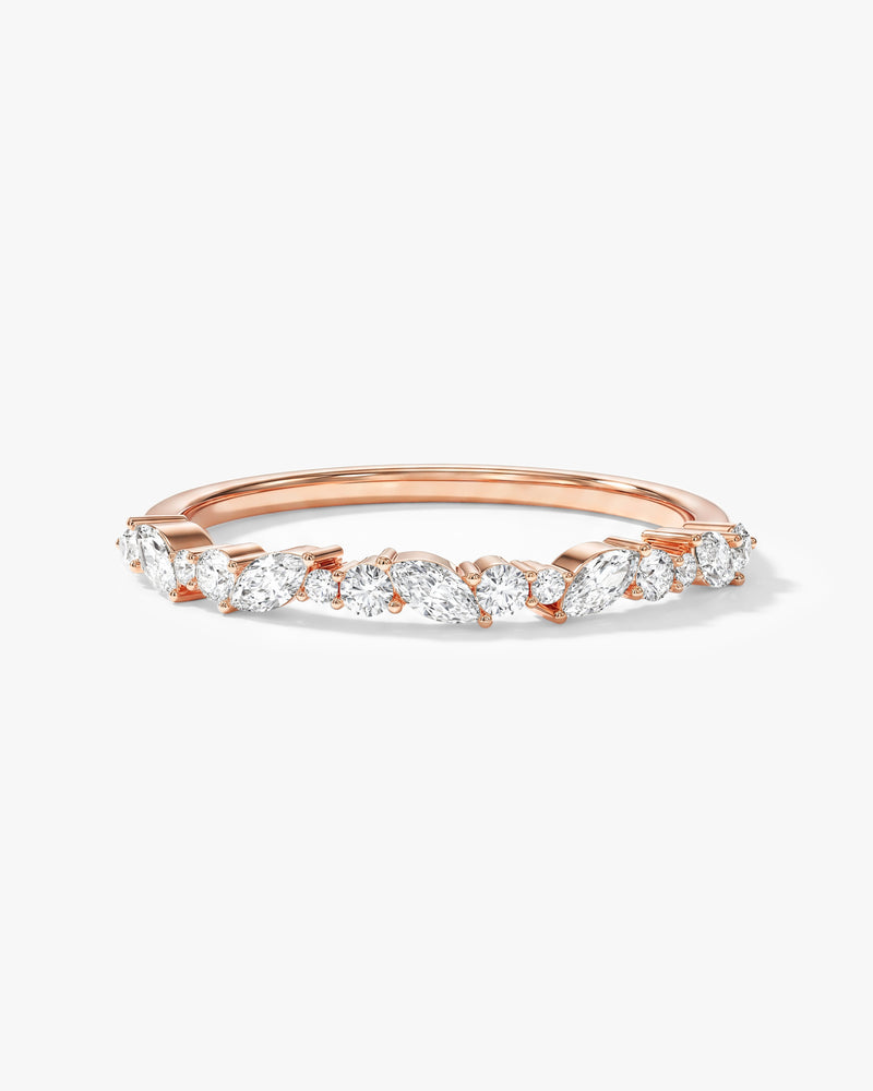 Marquise and Double Round Half Eternity Wedding Band