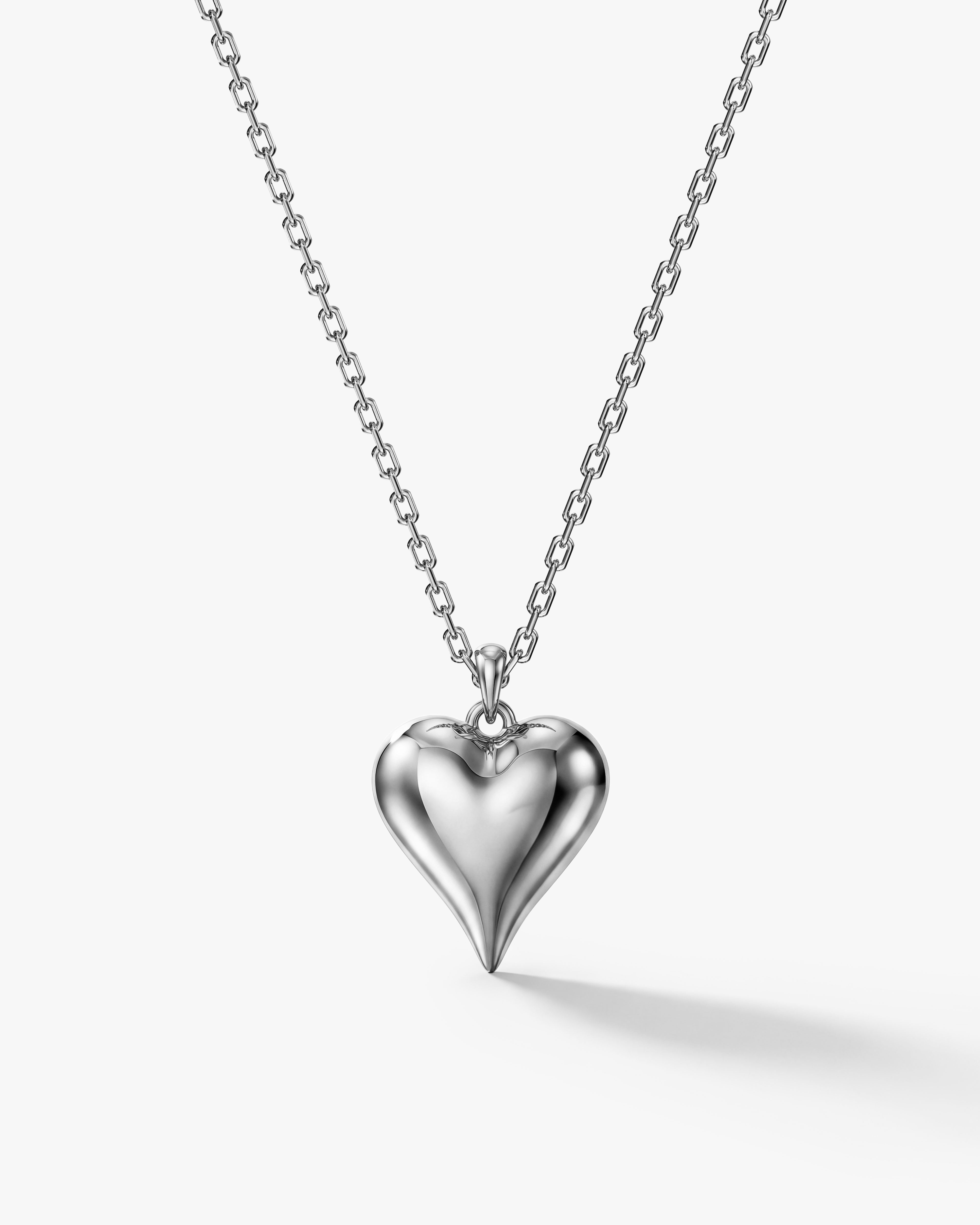 Puffed Heart Charm Necklace