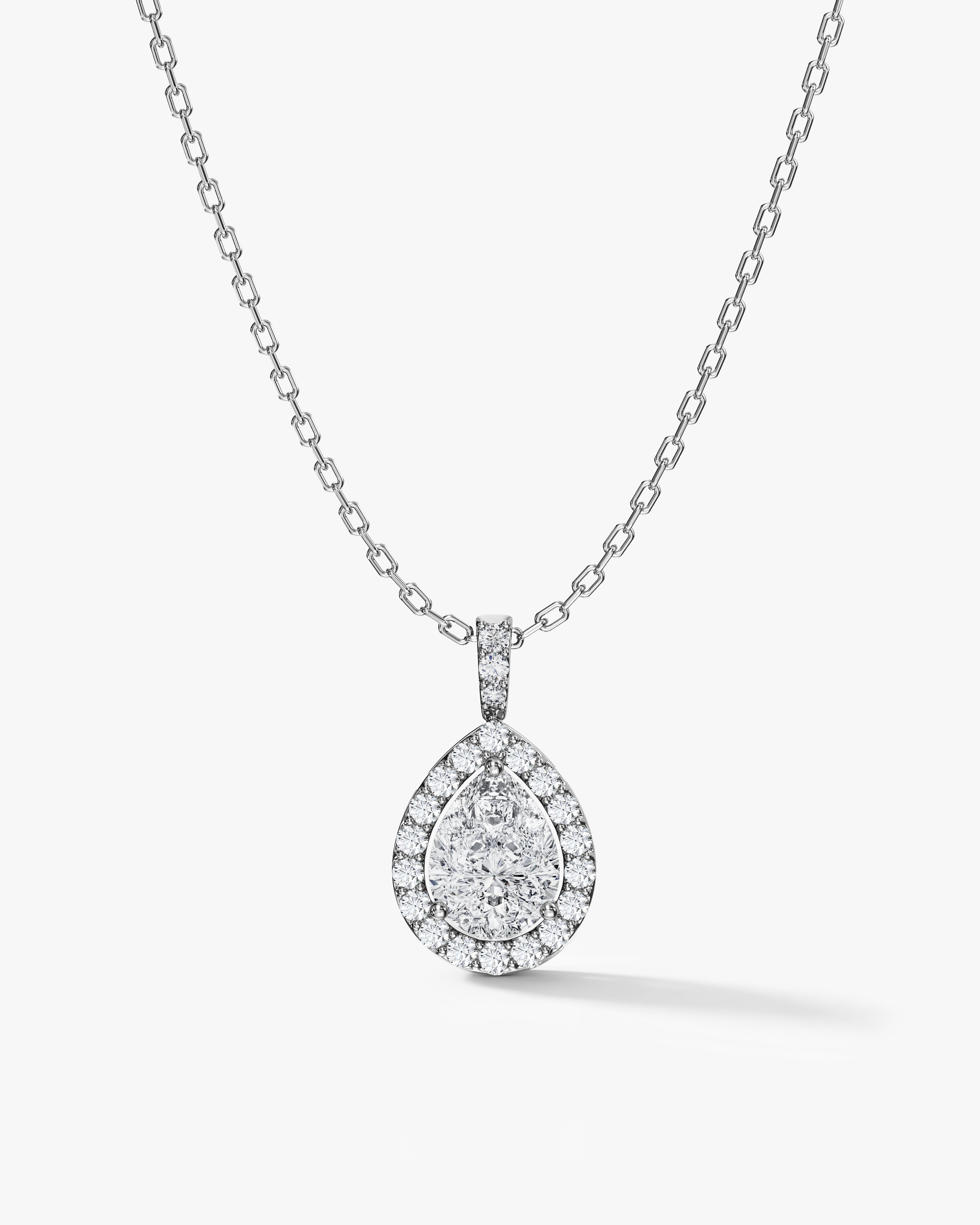 Pear Halo Pendant Necklace