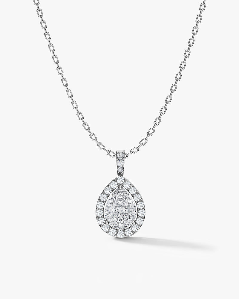 Pear Halo Pendant Necklace