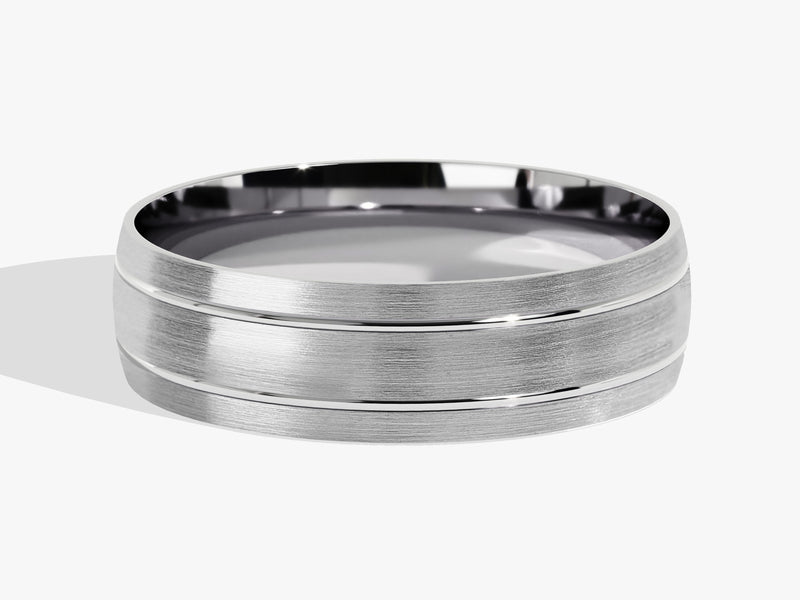 7mm Double-Grooved Men's Wedding Band
