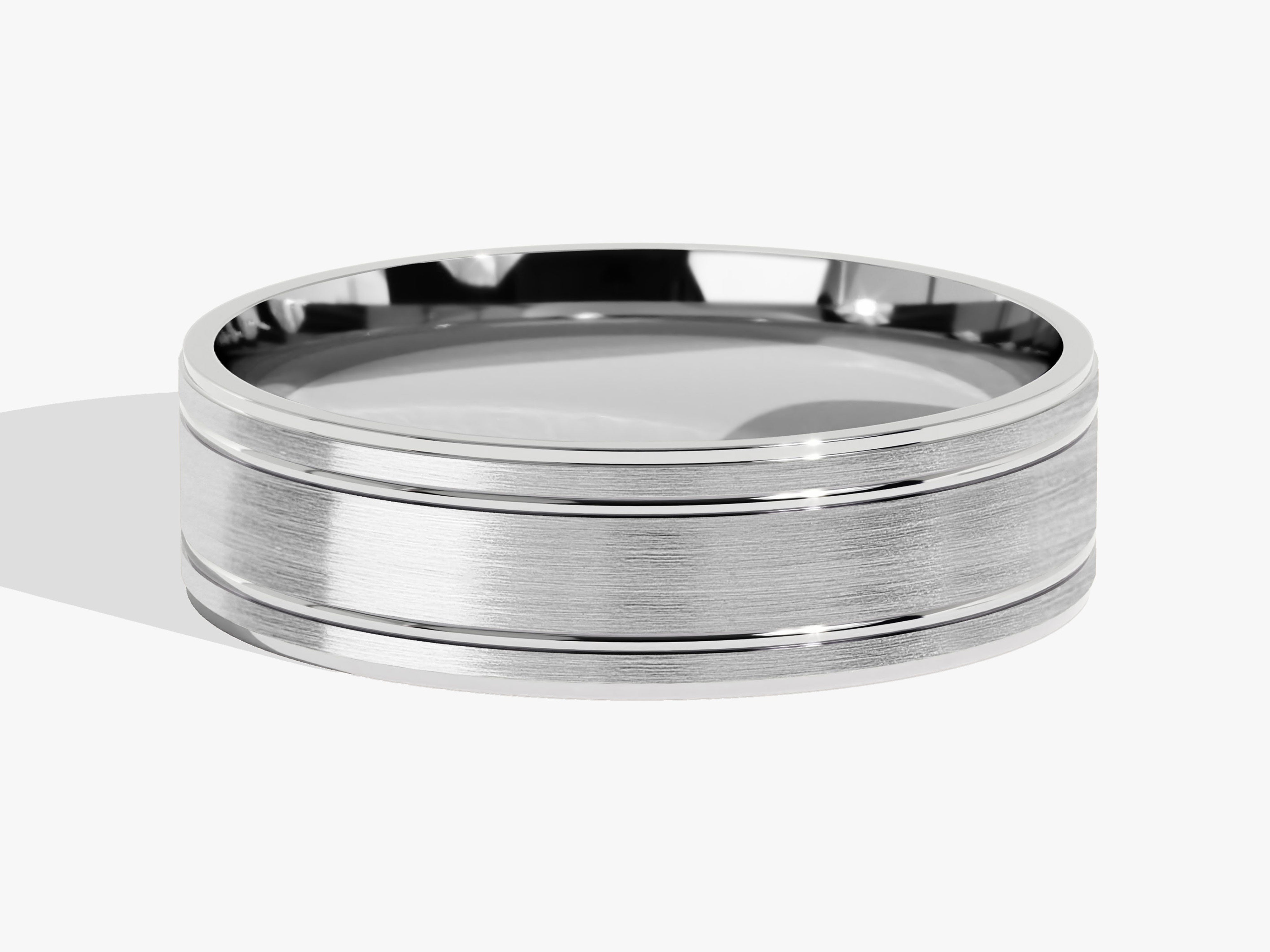 7mm Horizontal Thick Brushed and Double Grooved Men's Wedding Band