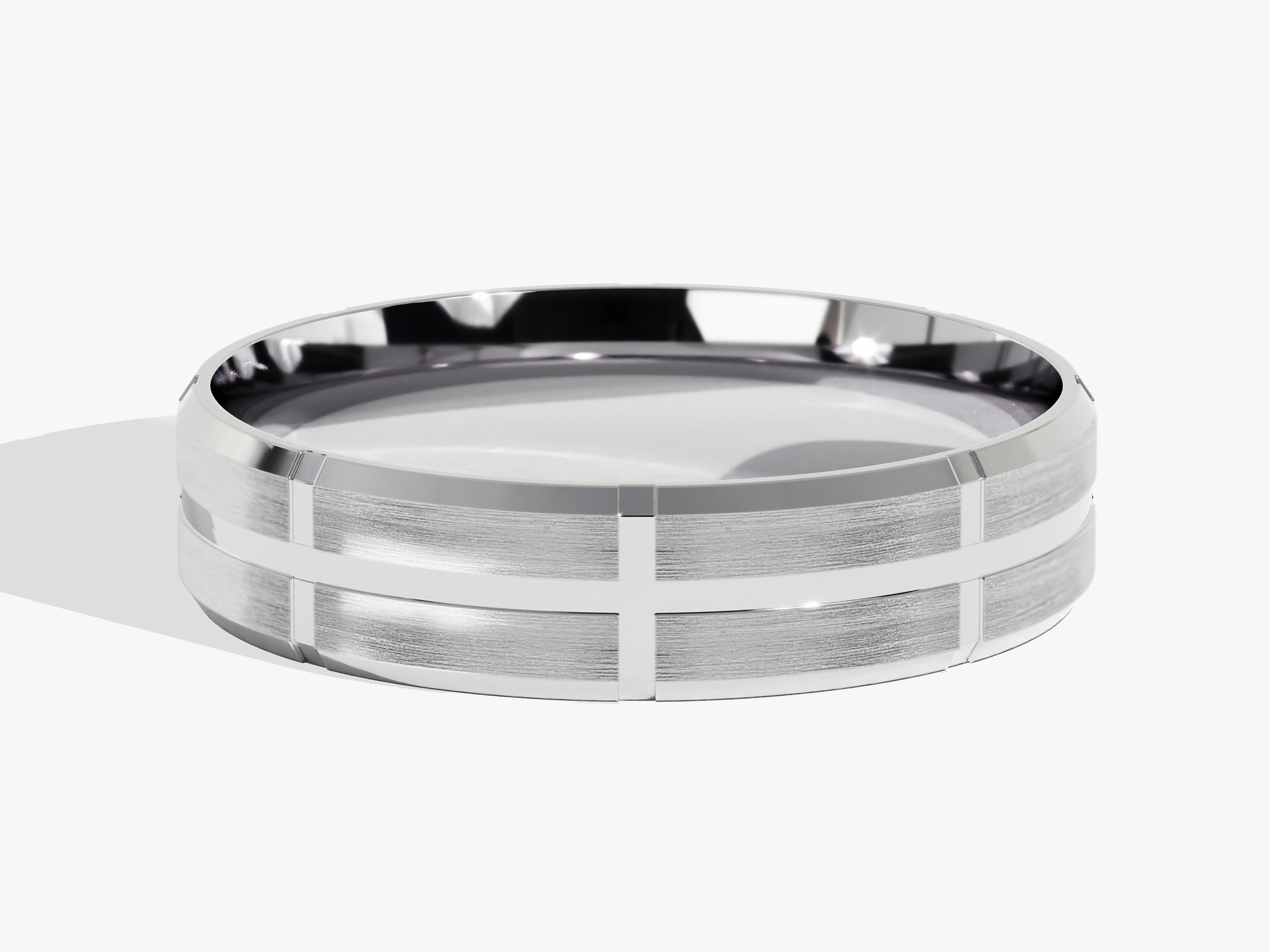 6mm Grooved Block Men's Wedding Band