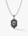 Oxidized Lion Head Pendant Necklace - Sterling Silver