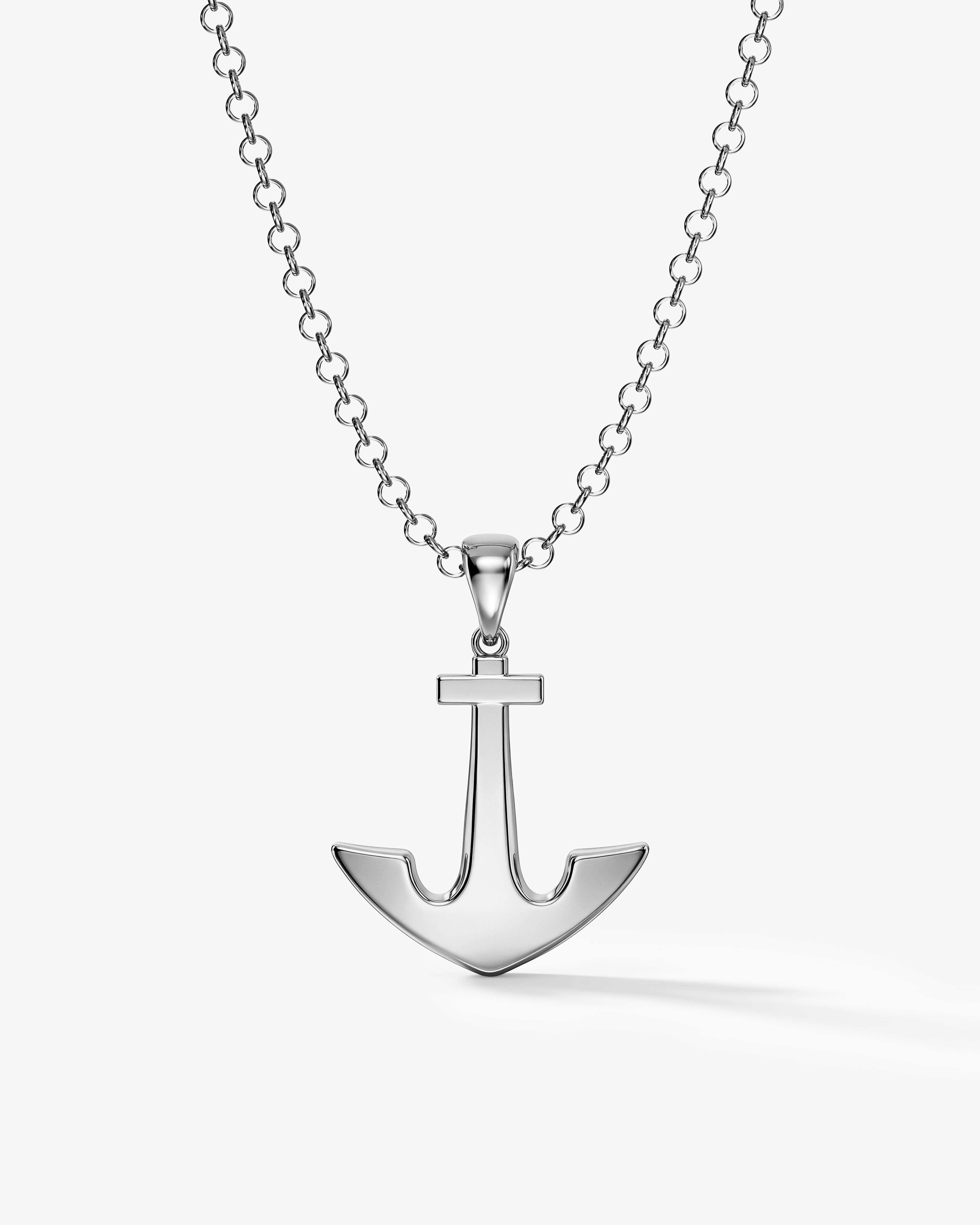 Plain Anchor Pendant Necklace - Gold Vermeil