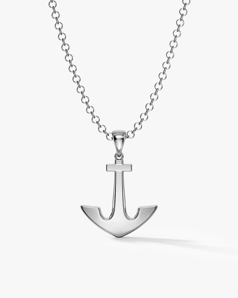 Plain Anchor Pendant Necklace - Gold Vermeil