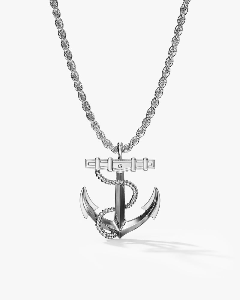 Anchor Pendant with Rope Detail - Gold Vermeil