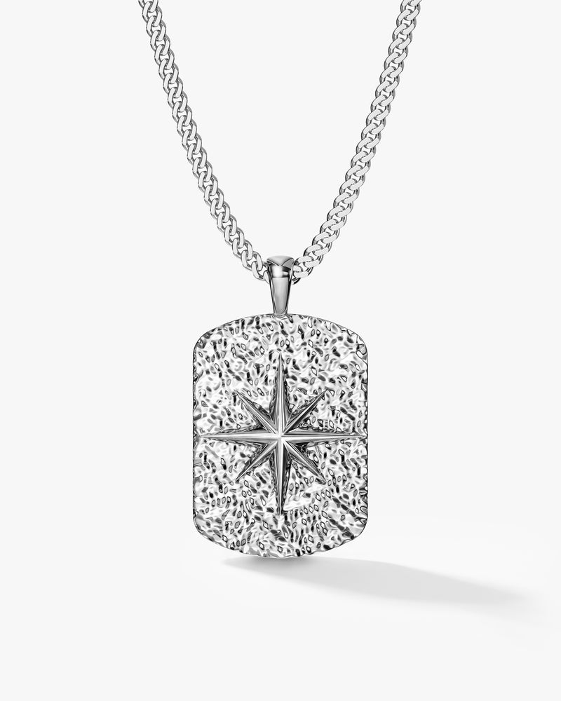 Textured North Star Pendant Necklace - Gold Vermeil