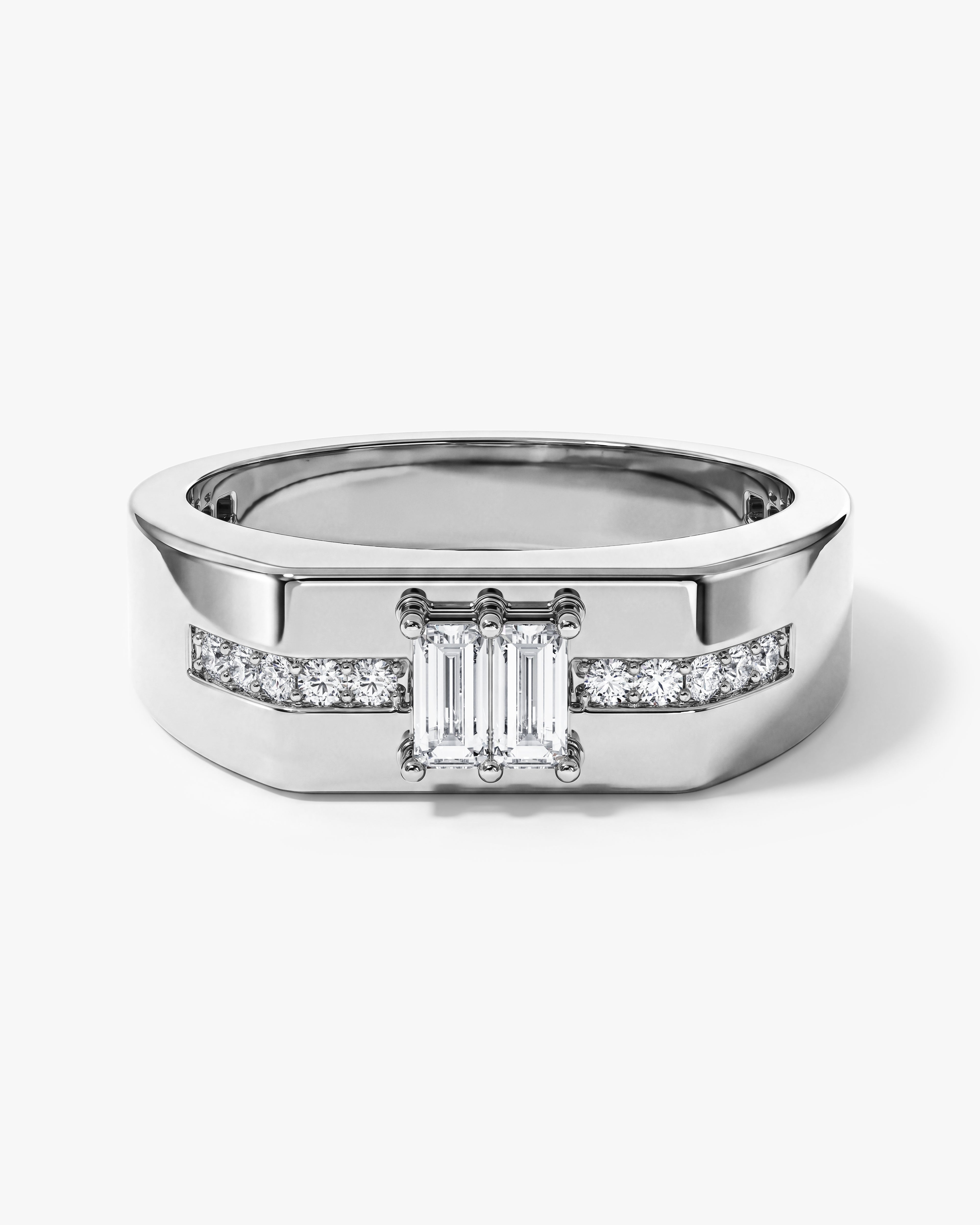 Men's Baguette Cut Moissanite Ring - Gold Vermeil