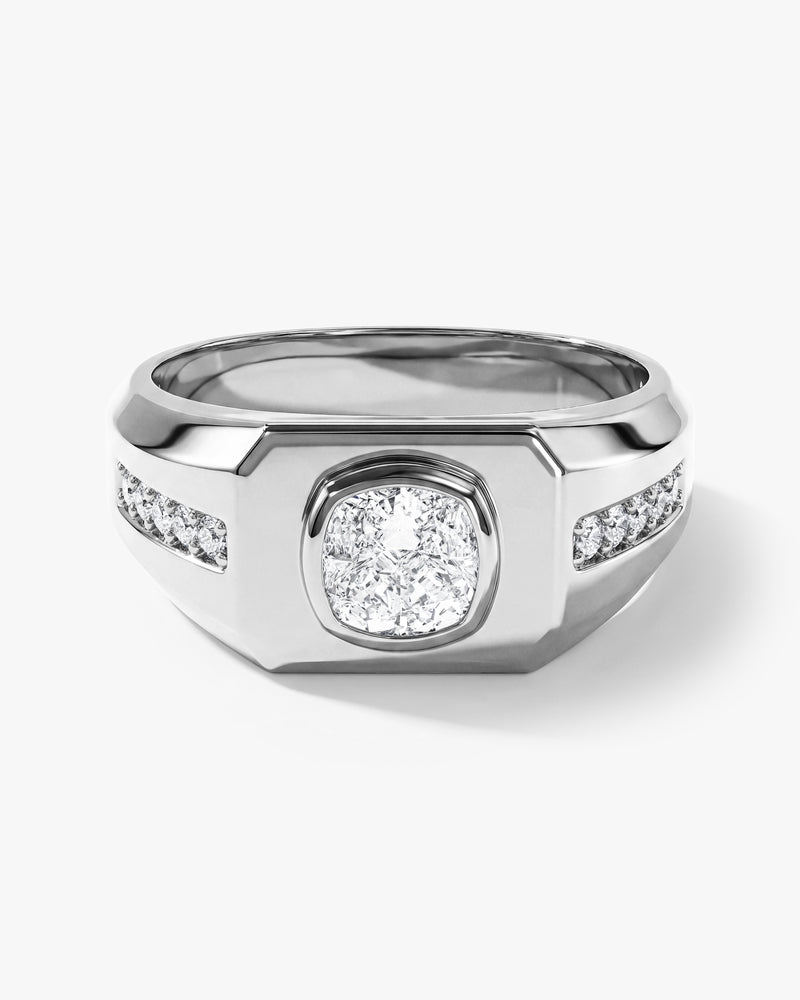 Men's Cushion Moissanite Signet Ring - Gold Vermeil