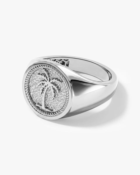 Men's Palm Tree Signet Ring - Gold Vermeil | Eternate