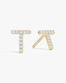 Birthstone Initial Letter Stud Earrings