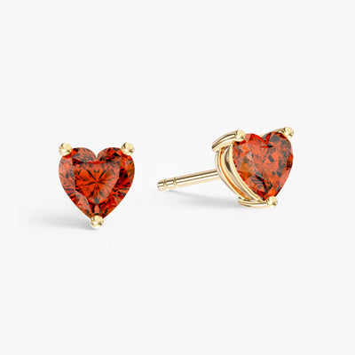 Heart Cut Birthstone Stud Earrings