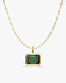 Emerald Cut Birthstone Charm Necklace