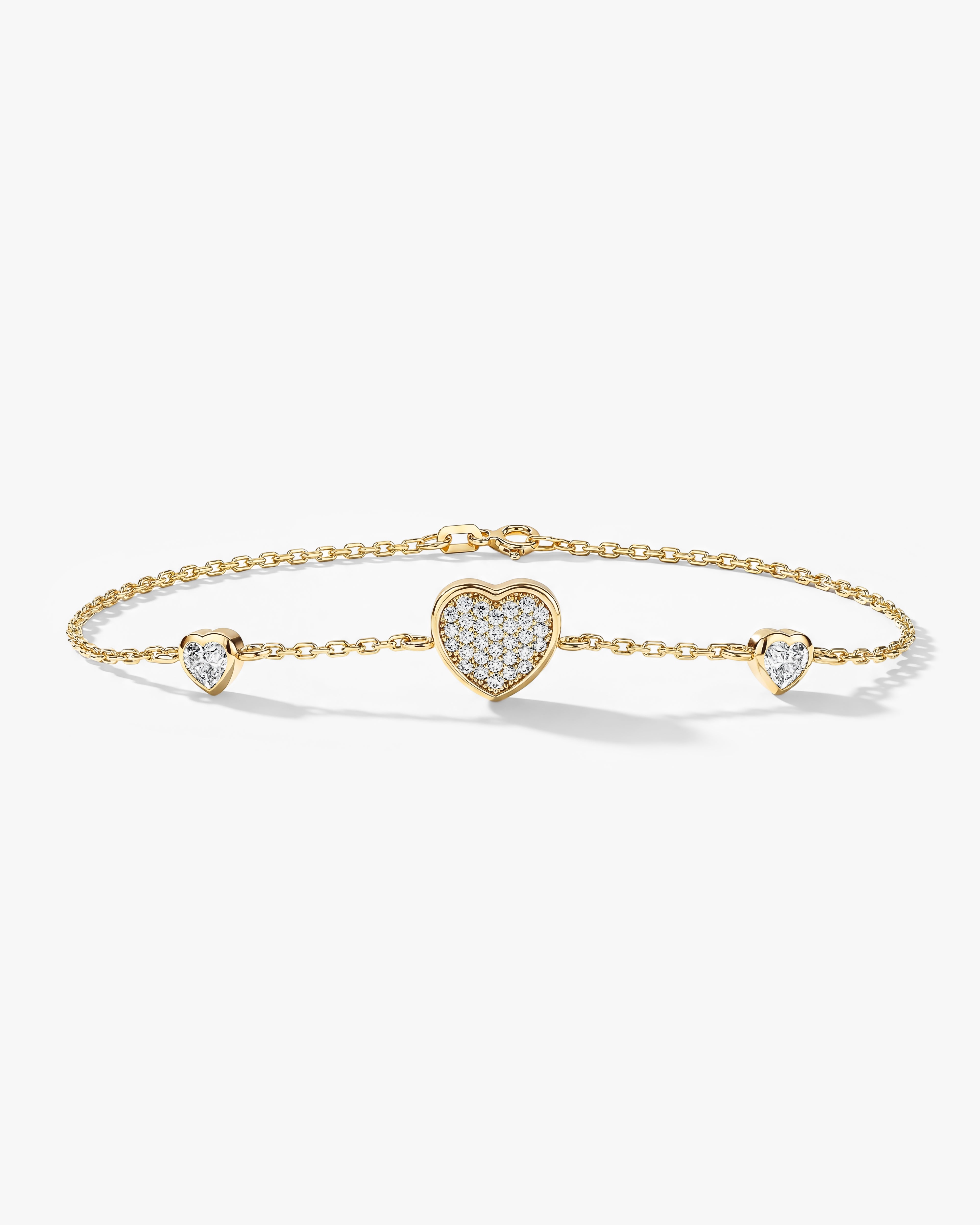 Pave Heart Triple Bracelet