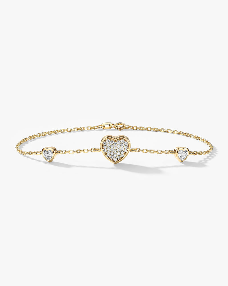 Pave Heart Triple Bracelet