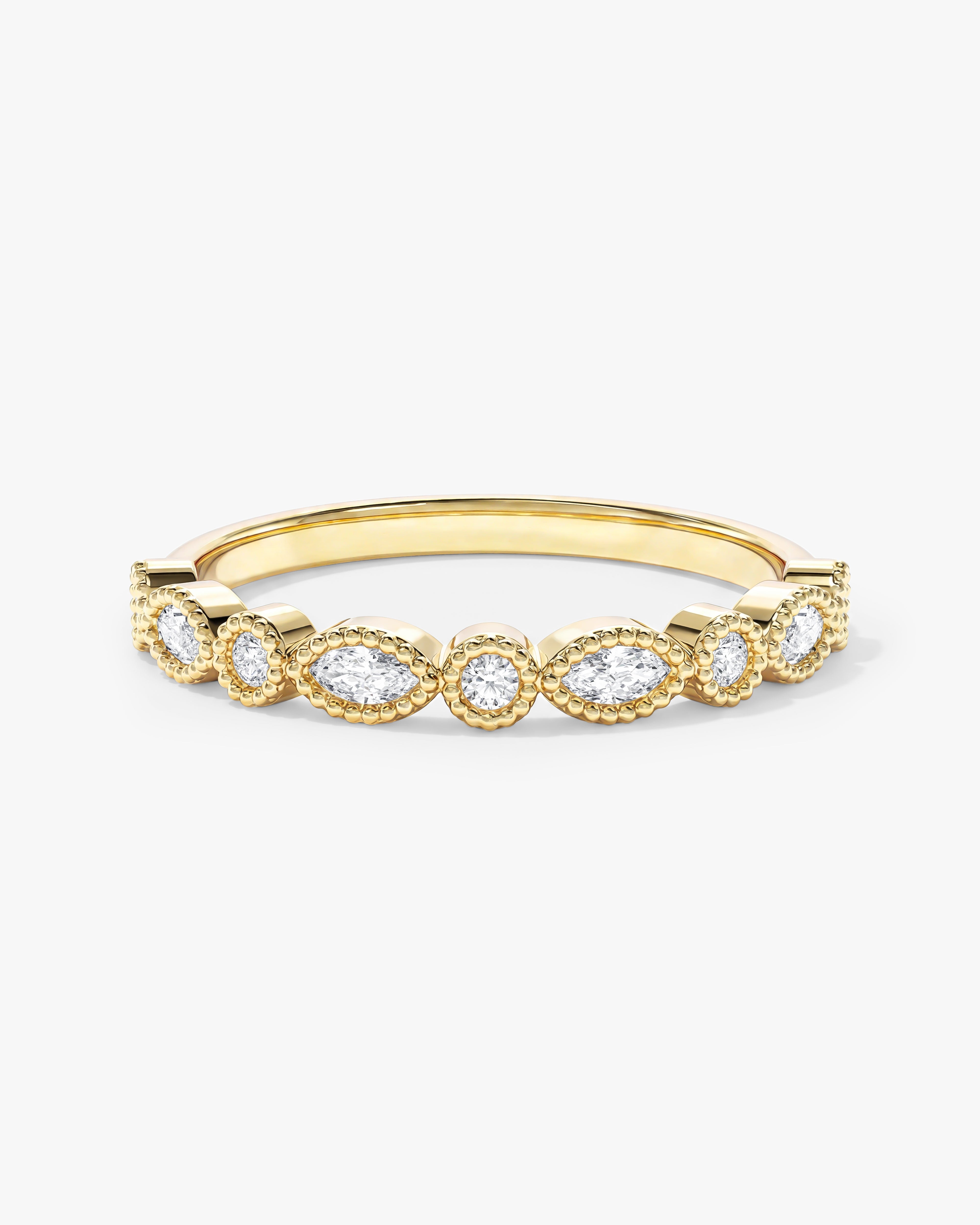 Marquise Cut Milgrain Wedding Band