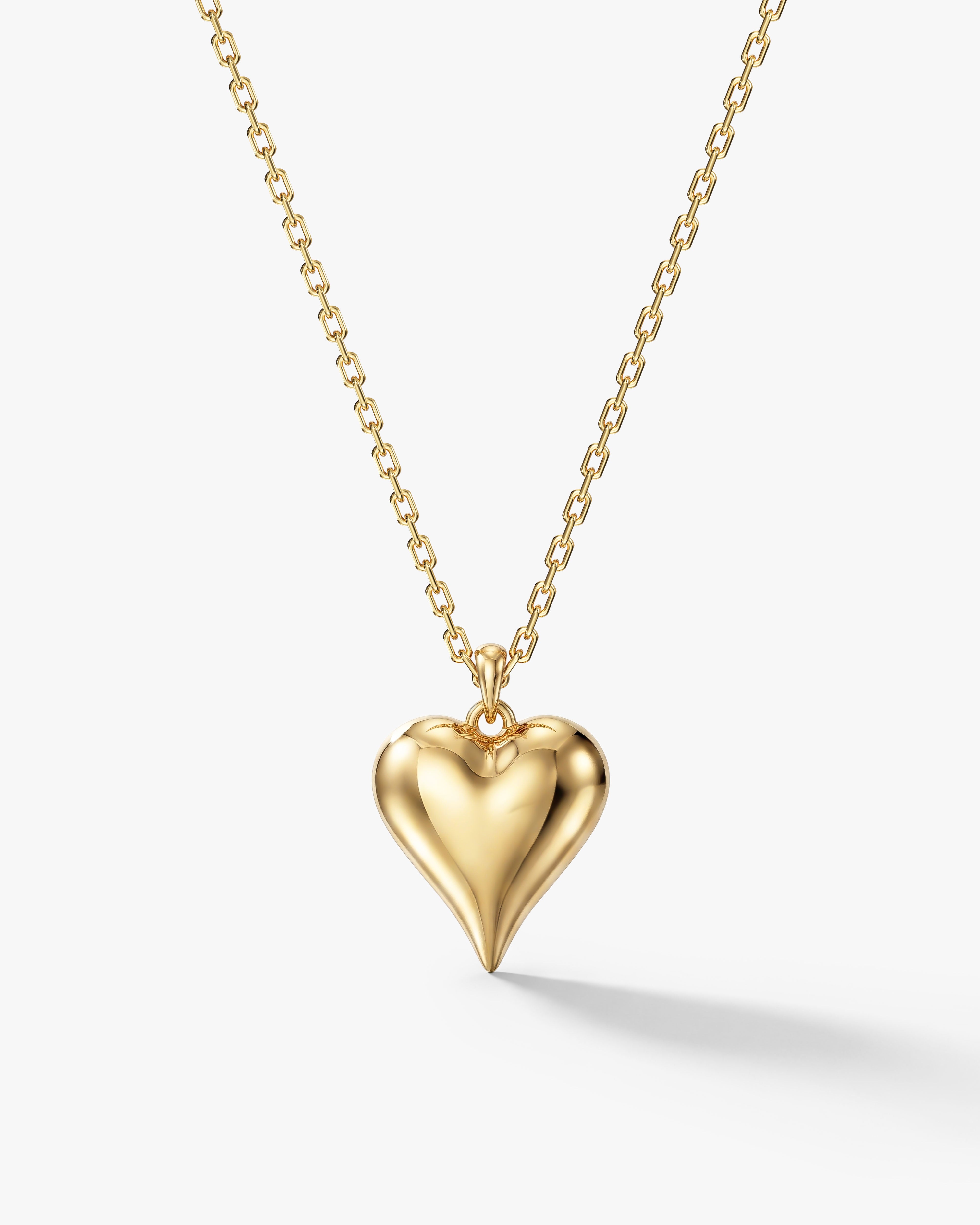 Puffed Heart Charm Necklace
