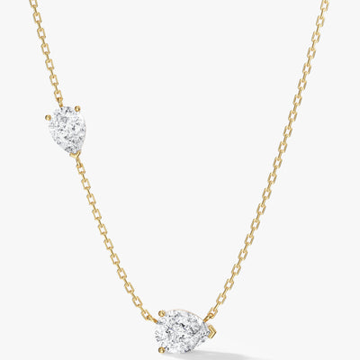 Double Pear Station Necklace
