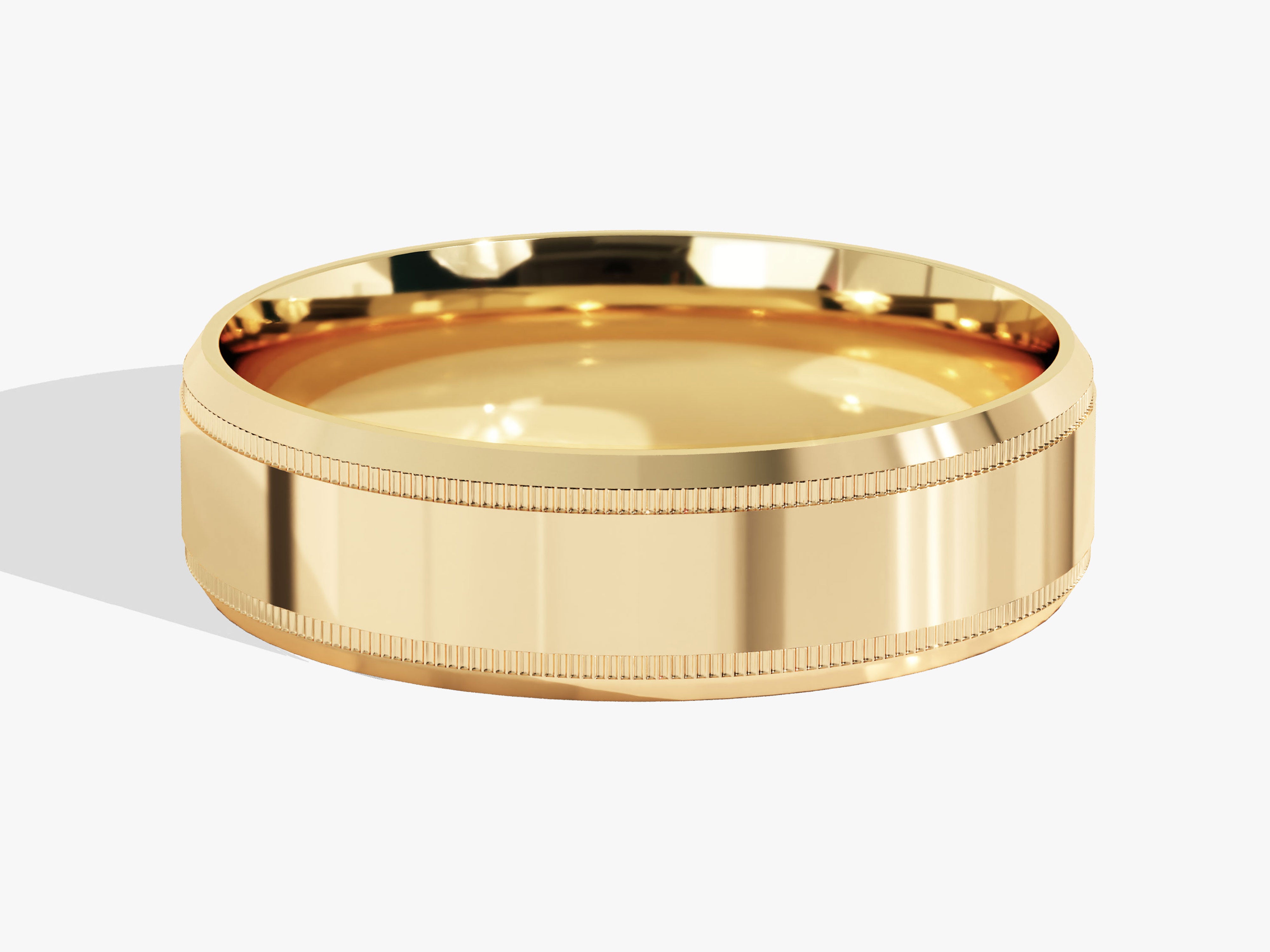 7mm Milgrain and Beveled Edge Men's Wedding Band