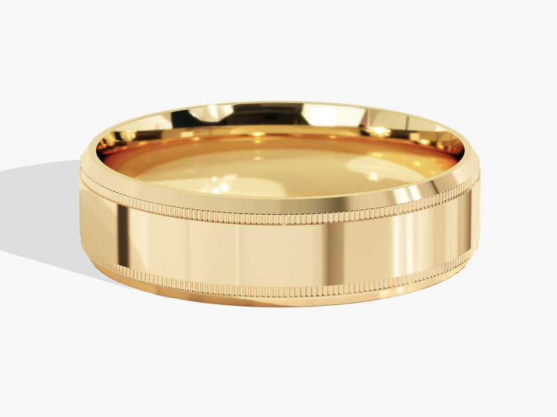 7mm Milgrain and Beveled Edge Men's Wedding Band
