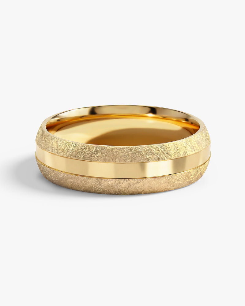 6mm Grooved Men's Wedding Band with Ice Matte Finish