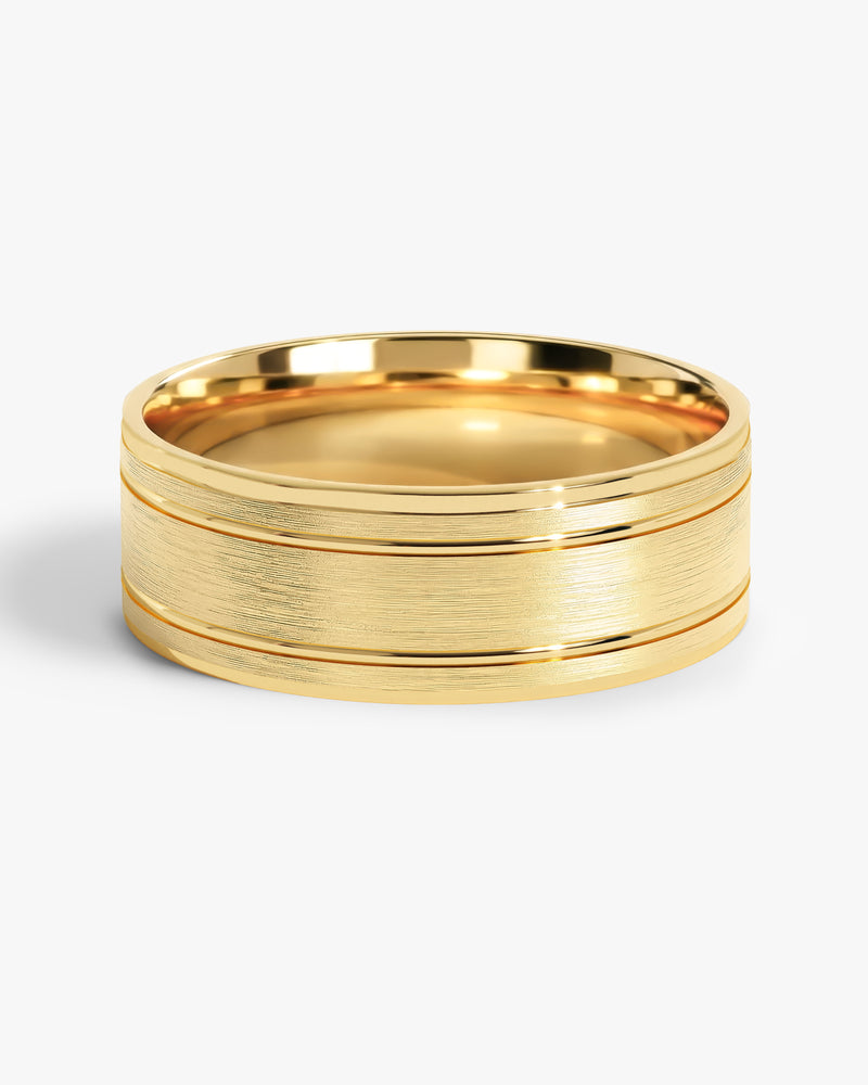 7mm Horizontal Thick Brushed and Double Grooved Men's Wedding Band