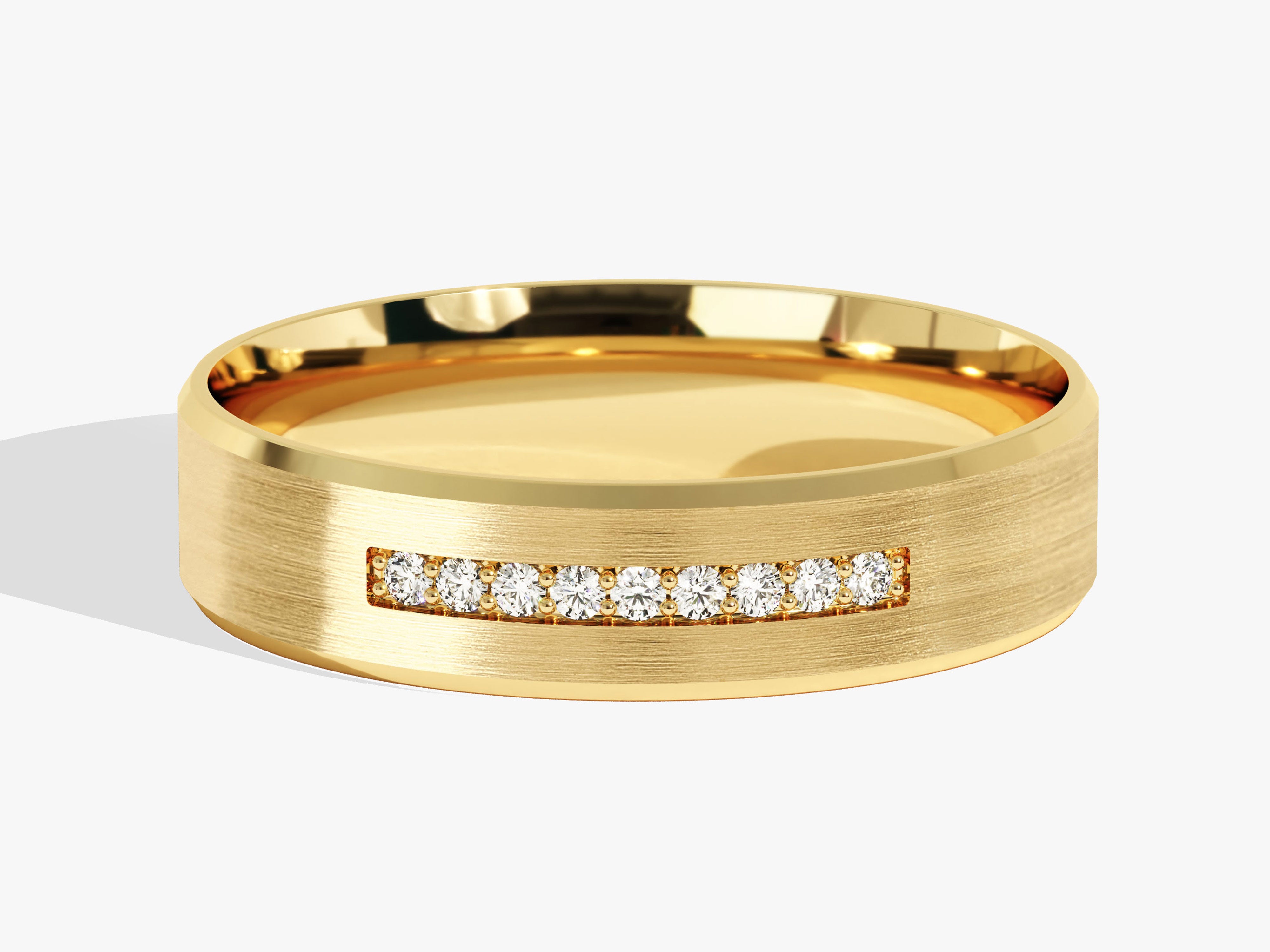 6mm Pave Set Nine-Stone and Beveled Edge Men's Engagement Ring (0.14 CT TW)