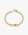 14k Solid Gold Cuban Chain Bracelet with Black Diamonds