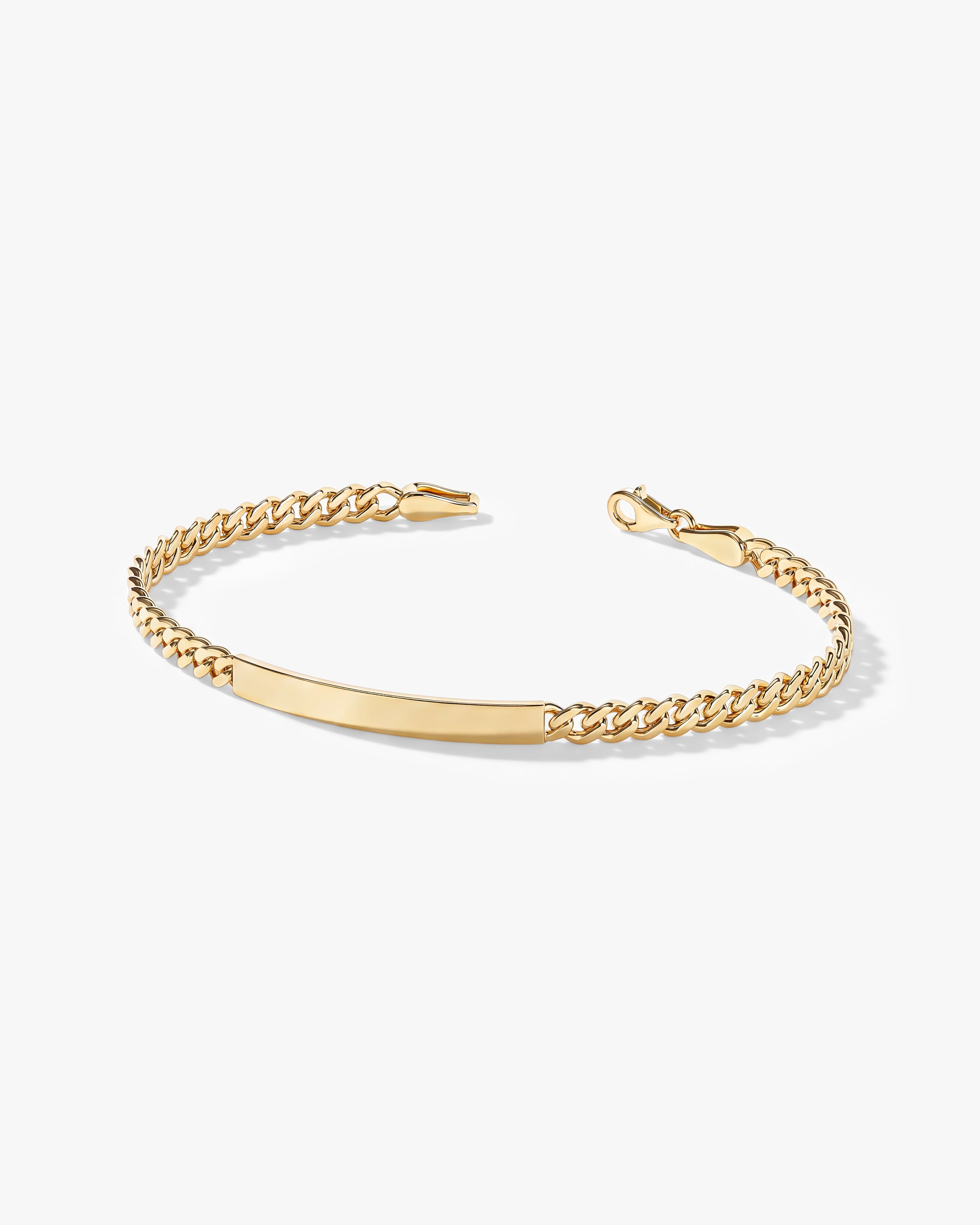 14k Solid Gold 5.0mm Cuban Chain Tag Bracelet